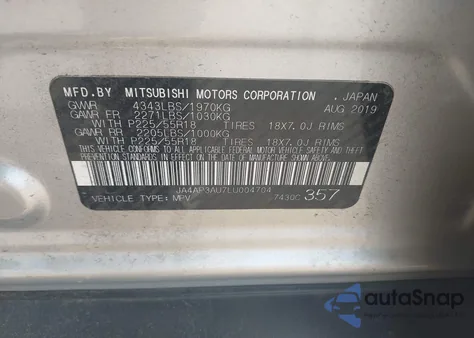 2020 Mitsubishi Outlander Sport 2.0 Es из США, поврежденный, VIN JA4AP3AU7LU004704